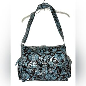 Kalencom New Orleans‎ Toile Chocolate/Blue Adjustable Strap Diaper Bag